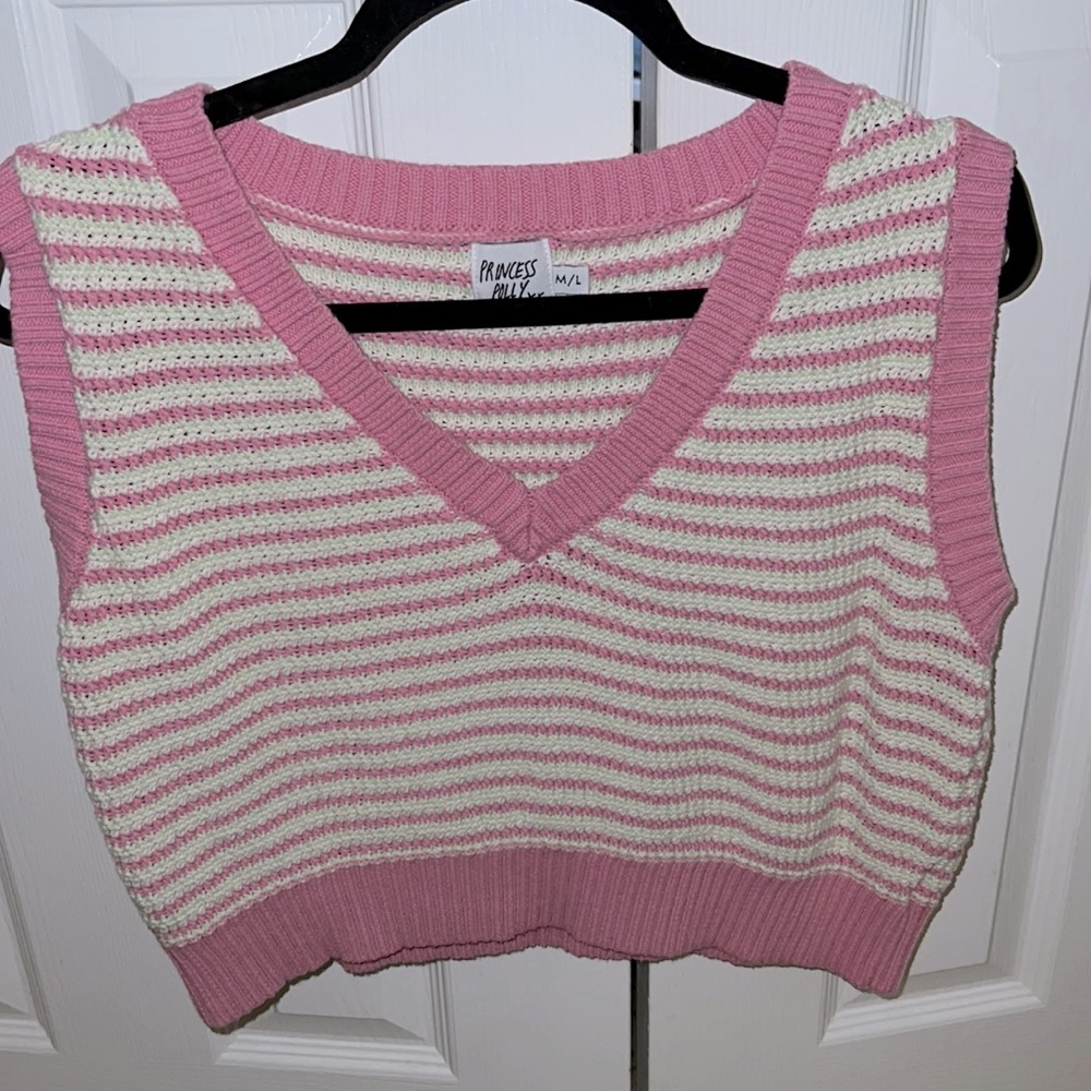 Striped pink & white sweater vest